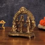 Pure Brass Ram Darbar Idol | 6" x 3" x 6" (15.2 x 7.6 x 15.2 cm) | 0.7 kg Lightweight Divine Art | Intricate Compact Murti | Travel-Friendly Set